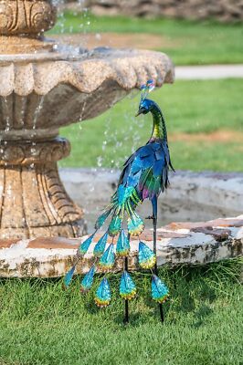 mOdern. ピーコックオブジェ Colorful Bird Garden Statues Sculptures Blue Heron Peacock Outdoor