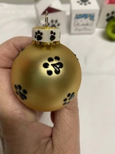 Dog Paw Print Heart Christmas Ornament Dog Paw Heart Ornament Gold