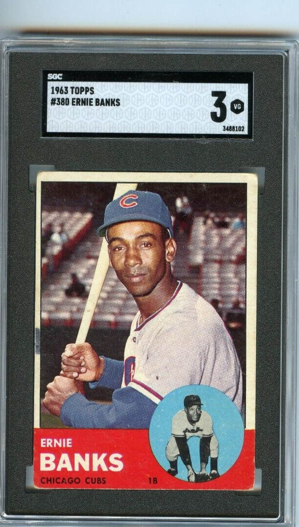 1963 Topps Ernie Banks Chicago Cubs #380  🚀😳💥 SGC Graded 3