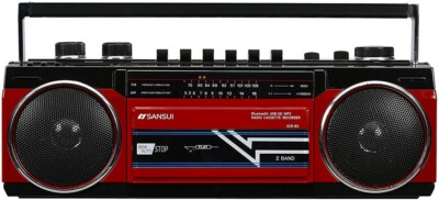 SANSUI Bluetooth Radio Cassette Recorder SCR-B2 Red From SANSUI Bluetooth Radio Cassette Recorder SCR-B2 Red From