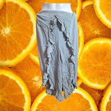 NWT Simplee Women's High Waisted Slit Hem Ruffle Trim Wide Leg Palazzo Size L