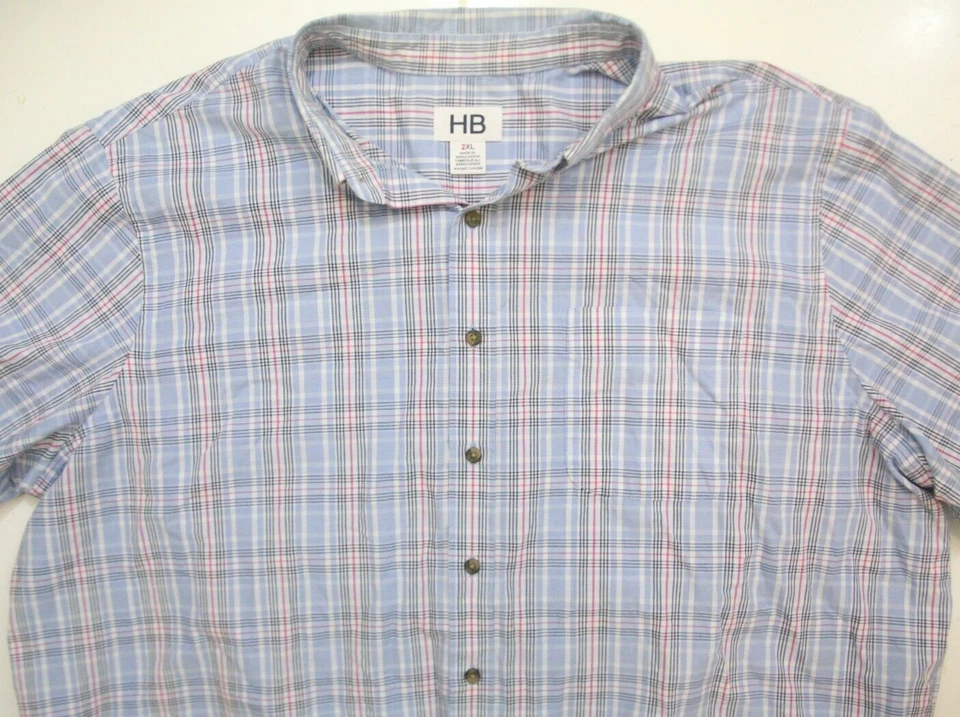 Camisa de Vestir 2XL Harbor Bay Azul Algodón Poli Botón Delantero Manga Corta XXL 1-991 Foto 2 de 4