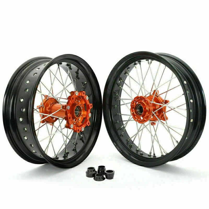 Enduro 690 Supermoto 17"x3.5"/5.0" Wheels Rim Flange Set For Enduro R 690 08-21 Foto 2 de 4