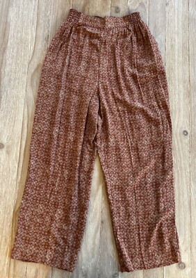 Carole Little Pants 10 Petite Brown Pull On Elastic Waist