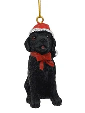Black Labrador Retriever Christmas Xmas Ornament Cute Resin New Red Santa Hat