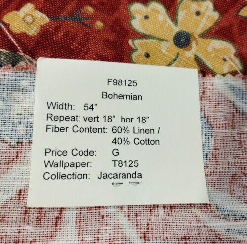 Thibaut Stoff Bohemian rot rost beige hellbraun blau grün 25" Muster quadratisch Blumen - Bild 2 von 2