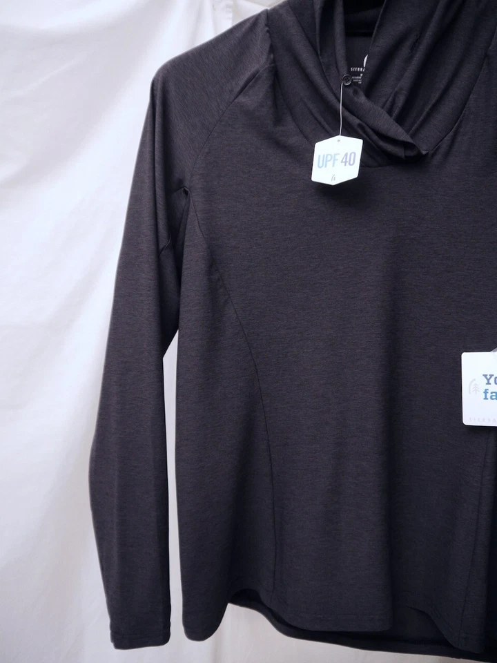 NOVA blusa Sierra Designs conversível gola alta manga longa roupa ativa UPF40 GG nova com etiquetas - Imagem 2 de 4