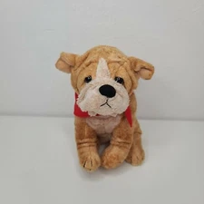 Russ Berrie Thurber Bulldog Puppy Dog Plush 7" Stuffed Red Bandana #29024 Vtg