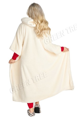 Ladies men Unisex Warm Soft Fleece TV Cuddle Blanket Hoodie Snuggle Jumper Plus - Picture 24 of 36