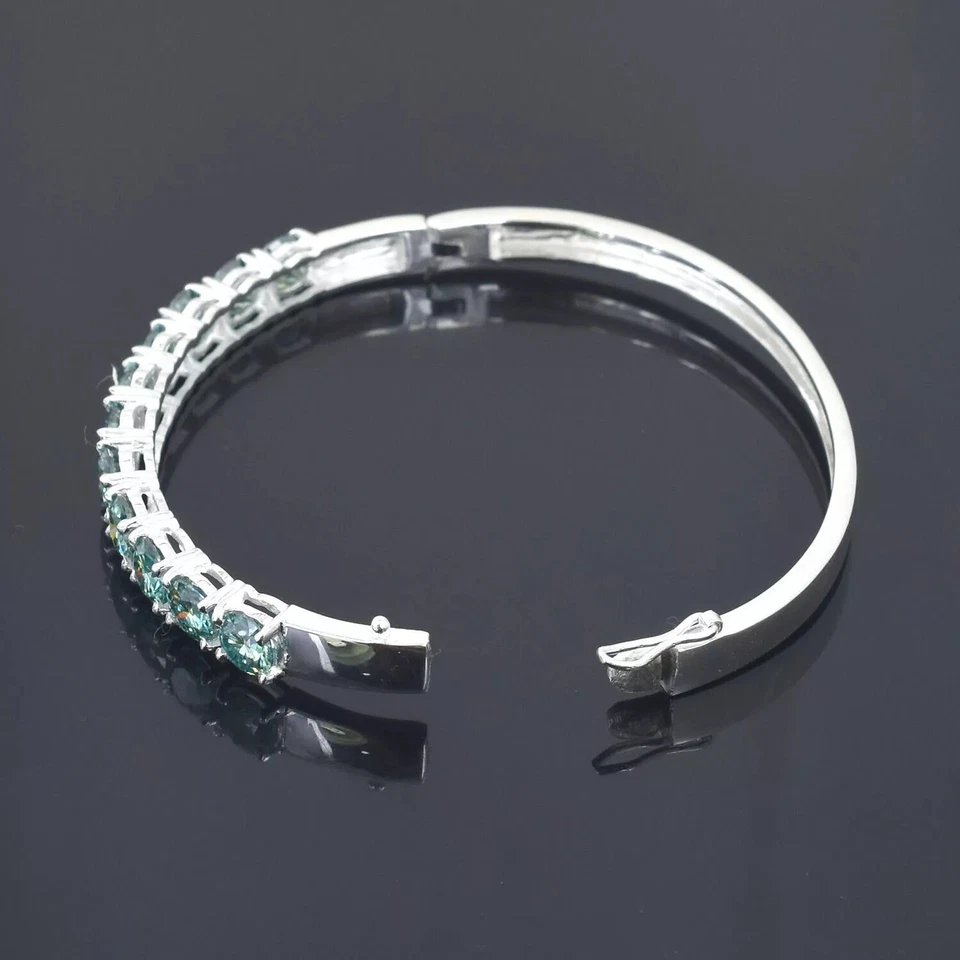 Сертифицированный браслет-солитер с голубым бриллиантом 11 карат из серебра 925 пробы - Изображение 4 из 4