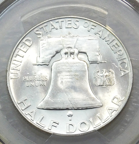 1950-D Franklin Half Dollar PCGS MS64 90% Bell Lines Frosty PQ New Holder #M91Q - Bild 4 von 4