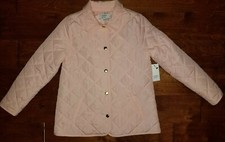 Girl's Crown  Ivy Soft Pink Long Sleeve Snap Up Quilted Ltwt Jacket Sz Large