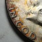 1963 50c Franklin Silver Half Dollar - Luster - Rainbow Accent Toning - H2339