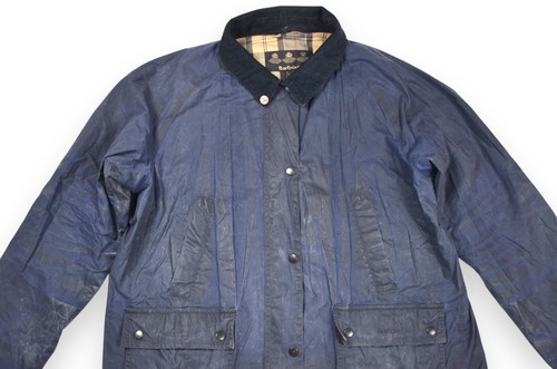 Women's Barbour Acorn Wax Jacket Navy Blue Lightweight England Size 18 - Picture 3 of 19