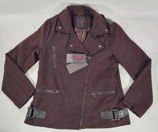 New! Nwt Yoki Women's Zip-up Pea Coat Burgundy Size Xl Msrp $94 Jw2165-4