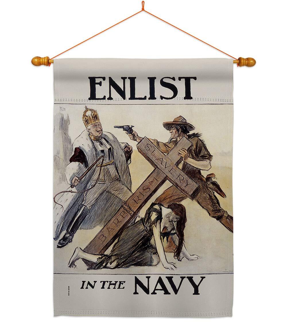 Slavery Barbarism House Flag Dowel Set Armed Forces Navy USN Seabee United St...