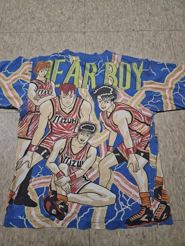 VINTAGE Tint & Ton Slam Dunk Style Anime AOP Youth Size L Shirt Thailand Boot - Picture 3 of 4