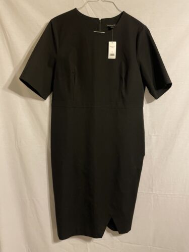 Banana Republic Women’s Dress Short Sleeve Round Neck Faux Wrap Black Size 20