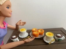 12pcs Lot Set Dollhouse Miniature French Cream Brulee Egg tart coffee 1:6