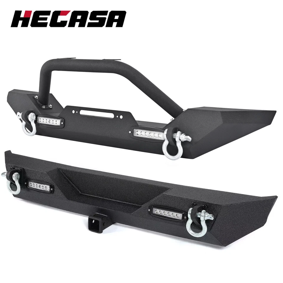 For 1987-2006 Jeep Wrangler TJ YJ Powder Coated Front & Rear Bumper w/ D-Rings - Image 2 of 4