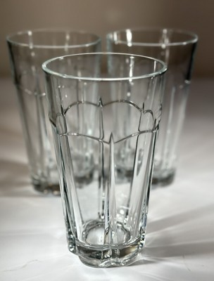 3 CIRCLEWARE BOARDWALK Clear Glass Coolers/Tumblers ~ BRAND NEW!!