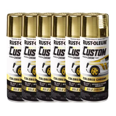 Rust-Oleum Custom Premium Gold Chrome Spray Paint, Inverted Spray Ability - 6 PC