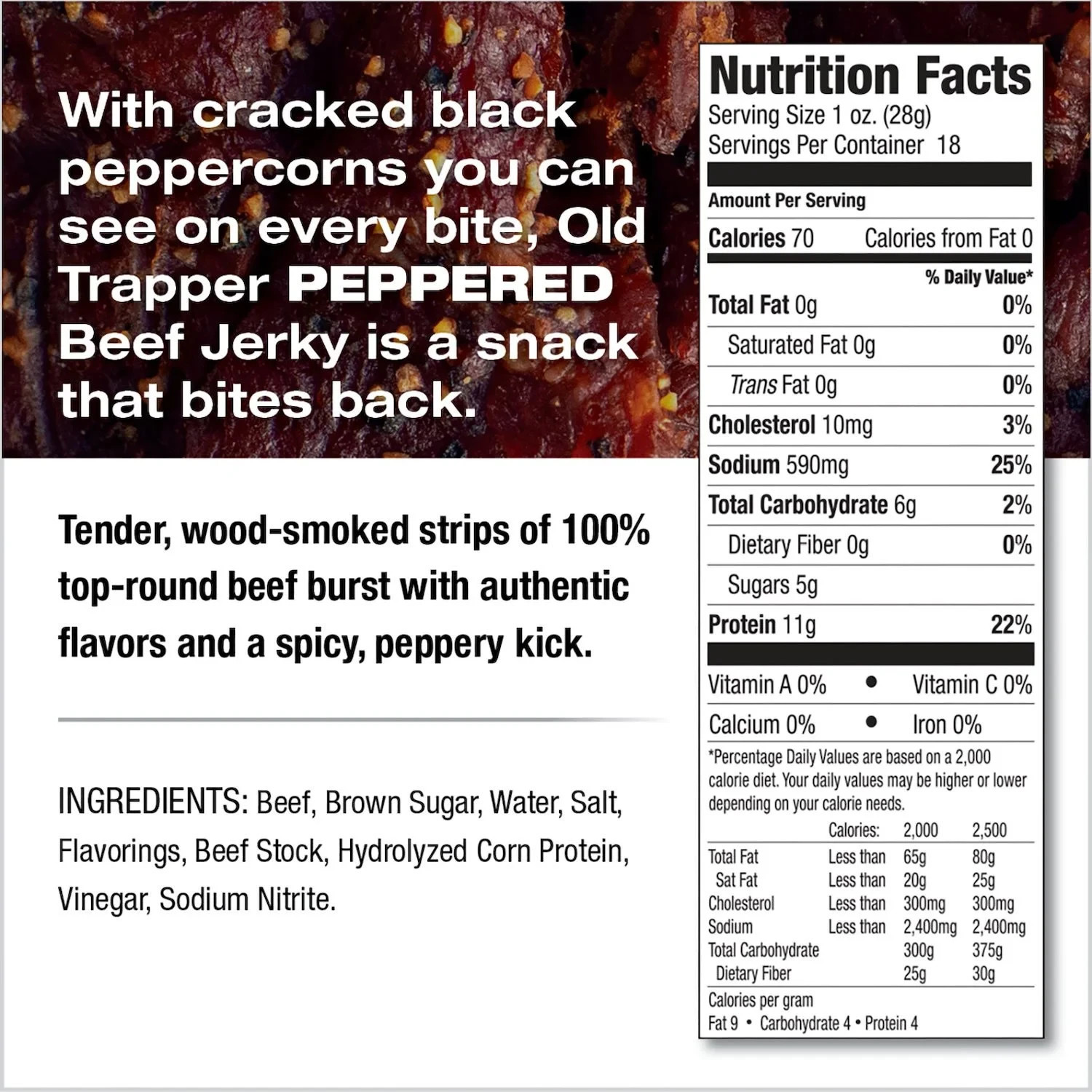 Old Trapper Peppered Beef Jerky, 18 oz. $32.99 FREE SHIPPING