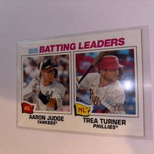 Topps 2025 Heritage Batting Leaders Judge Yankees Turner Phillies Baseball