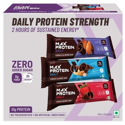 RiteBite Max Protein Bars | 10g Protein, 21 V&M | Assorted, 50g x 6