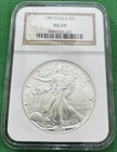1987 American Silver Eagle S$1 MS69 Brown Label NGC