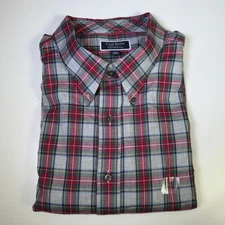 Club Room Men's Regular-Fit Randall Plaid Dress Shirt grey/red/white 19 34-35$60