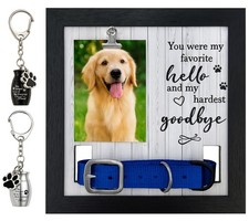 Pet Memorial Frame with Collar Holder, Pet Picture Frame Memorial Gifts for L...