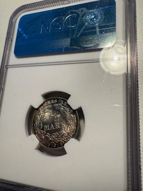 1918 D GERMAN 1/2 MARK SILVER COIN - Image 3 of 4