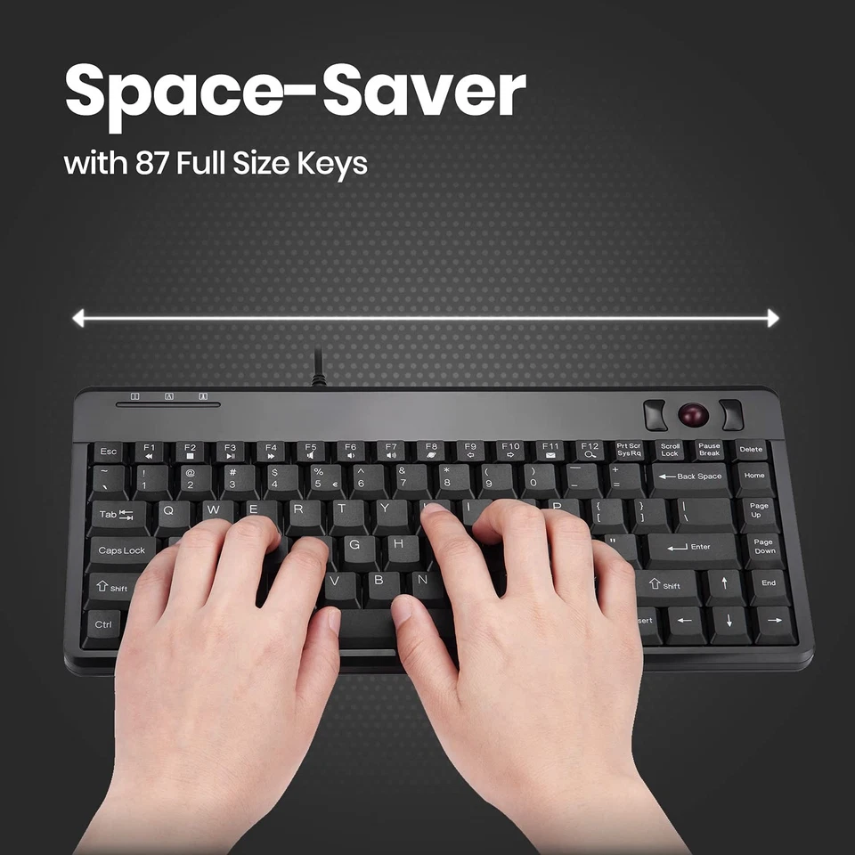 PERIBOARD-505H Wired Mini Keyboard with Built-in Trackball, 0.55 Inch Trackba... - Image 2 of 4