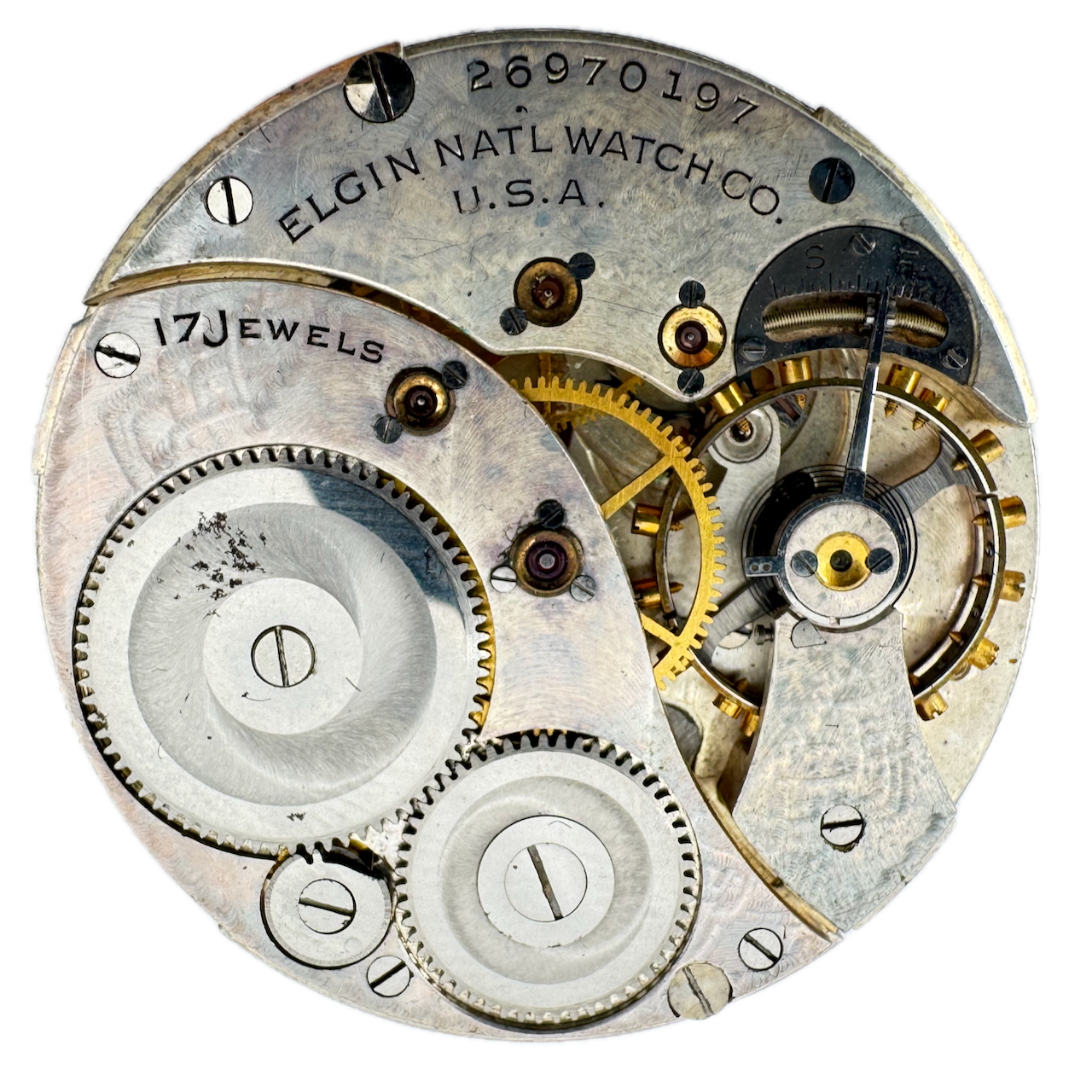 Antique 12s 1924 Elgin 17 Jewel Mechanical Pocket Watch Movement 345 USA