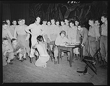 Photo:WWII Soldiers Entertainment Performance 1940s Military Group Scene
