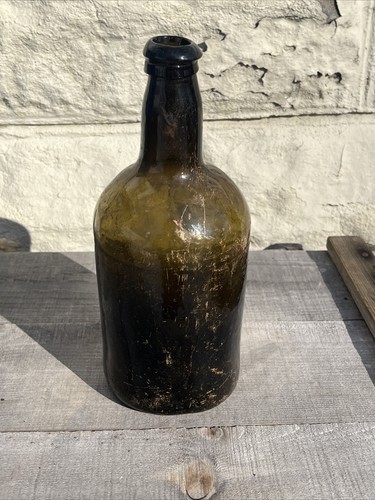 Antica bottiglia di whisky in vetro nero squat utilità scavata grezza 1750-1820 - Foto 6 di 14