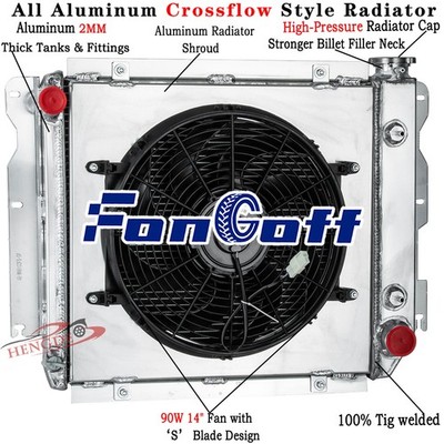 4 Row Radiator Shroud Fan For 87-06 Jeep Wrangler TJ Chevy V8 Engine CC8102