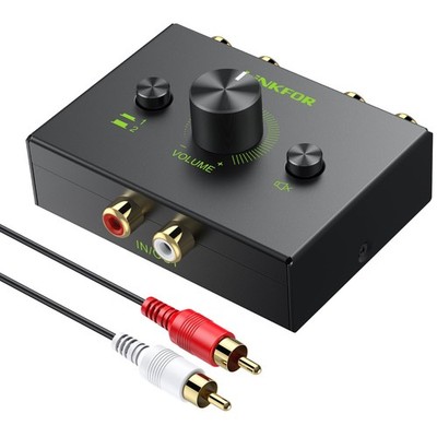 Cinch L/R Stereo Audio Switch, 1 in 2 Out/ 2 in 1 Out Bidirektionaler AudioUm...