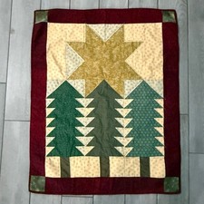 Handmade Pine Tree Quilted Wall Hanging Table Topper 29x36