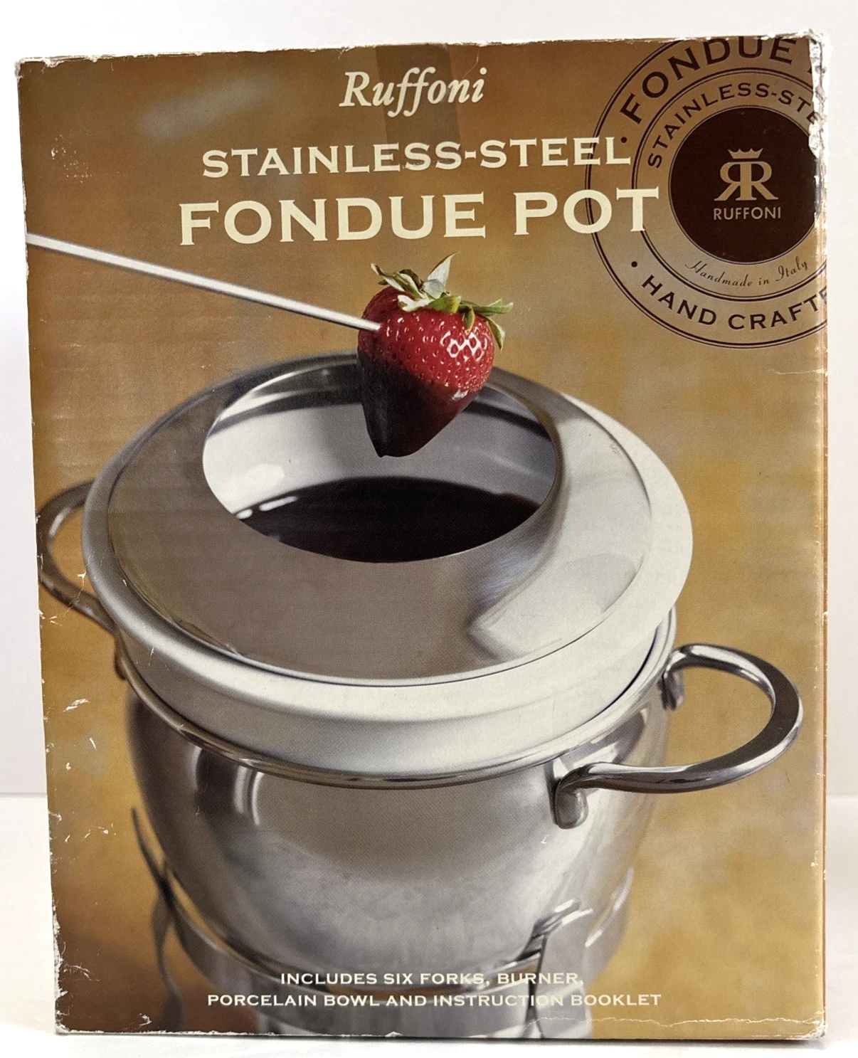 Vintage Ruffoni Stainless Steel Fondue Set Complete w/ Box Williams Sonoma