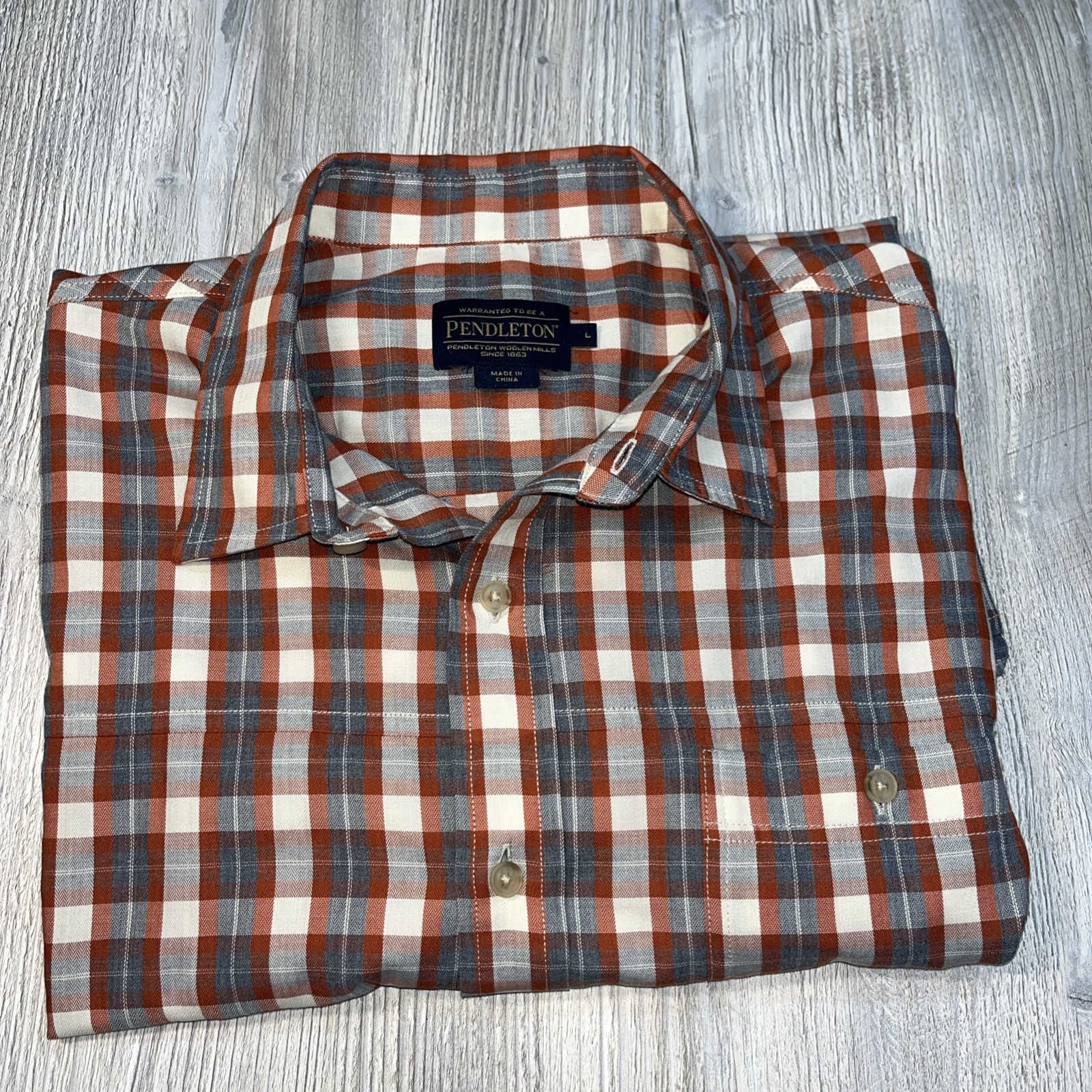 Pendleton Size Large Plaid Button Down Pocket Sho… - image 10