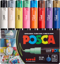 Uni PC-1M Water-Based Paint Markers, Extra Fine Tip 0.7Mm , Assorted Colors, 1