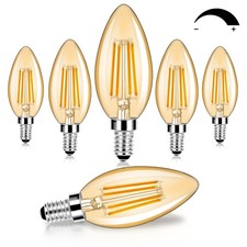 6-Pack Dimmable E12 LED Candelabra Bulbs 60W Equivalent, 2200K Amber Warm Whi...