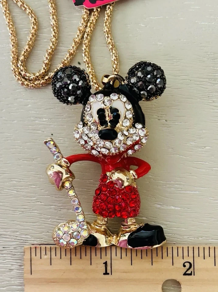 Colar corrente pingente de rato móvel golfe strass vermelho Betsey Johnson novo com etiquetas - Imagem 4 de 4