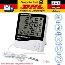 Digitale Wetterstation Thermometer / Hygrometer mit Außensensor LCD Innen Außen
