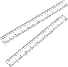 2PCS Plastic Clear Rulers, 12 Inch Transparent Plastic Straight Rulers with C...