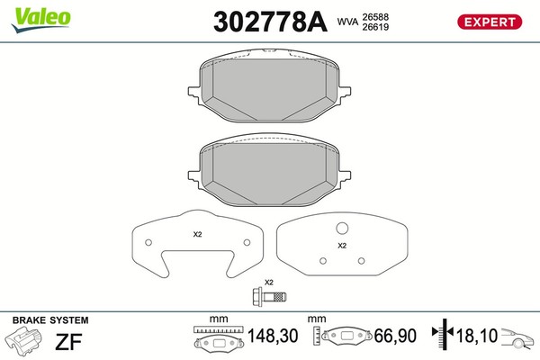 Bremsbelagsatz Scheibenbremse Expert Valeo 302778A FüR Opel A18 P1UO Combo K9 2-image
