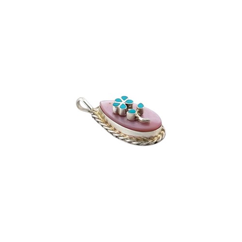 Randolph Sanchez, Pendant, Multi-Stone, Sterling Silver, Zuni Handmade, 1 1/4" - Picture 2 of 3