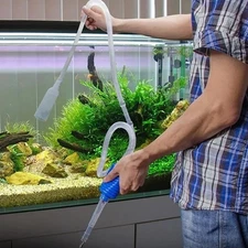 Aquarium Tank Vacuum Siphon Gravel Cleaner Pump Water Change Safe for Fish Tank